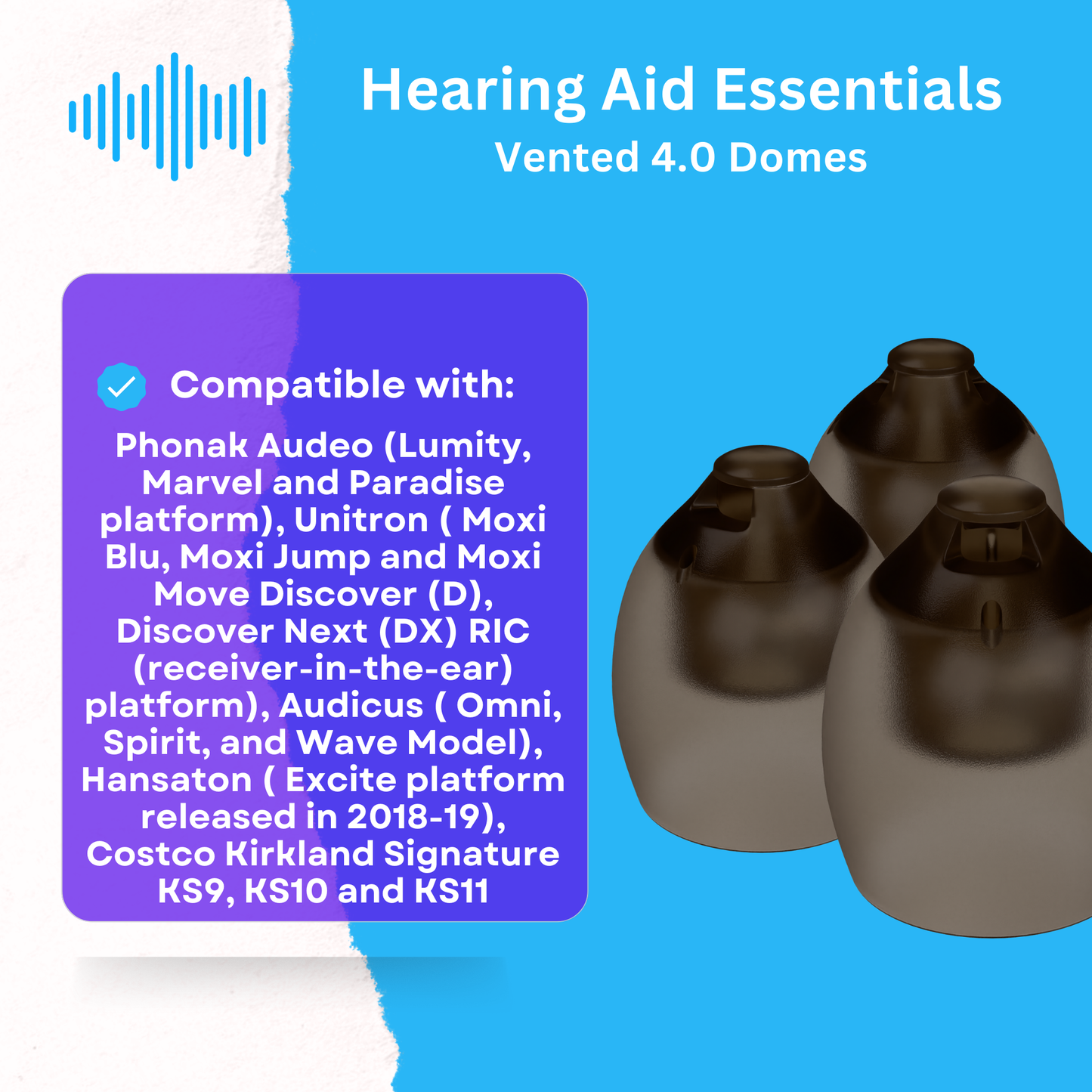 Phonak 4.0 Domes - Vented, Small (7.5MM), Qty 24