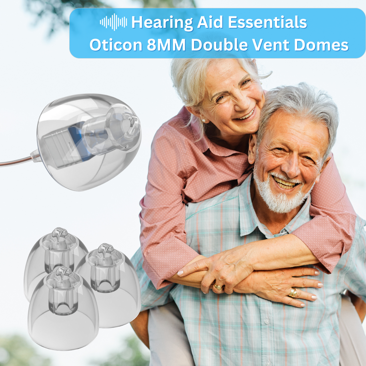 Oticon Hearing Aid Domes - Minifit Bass Double Vent 8MM, Qty 36