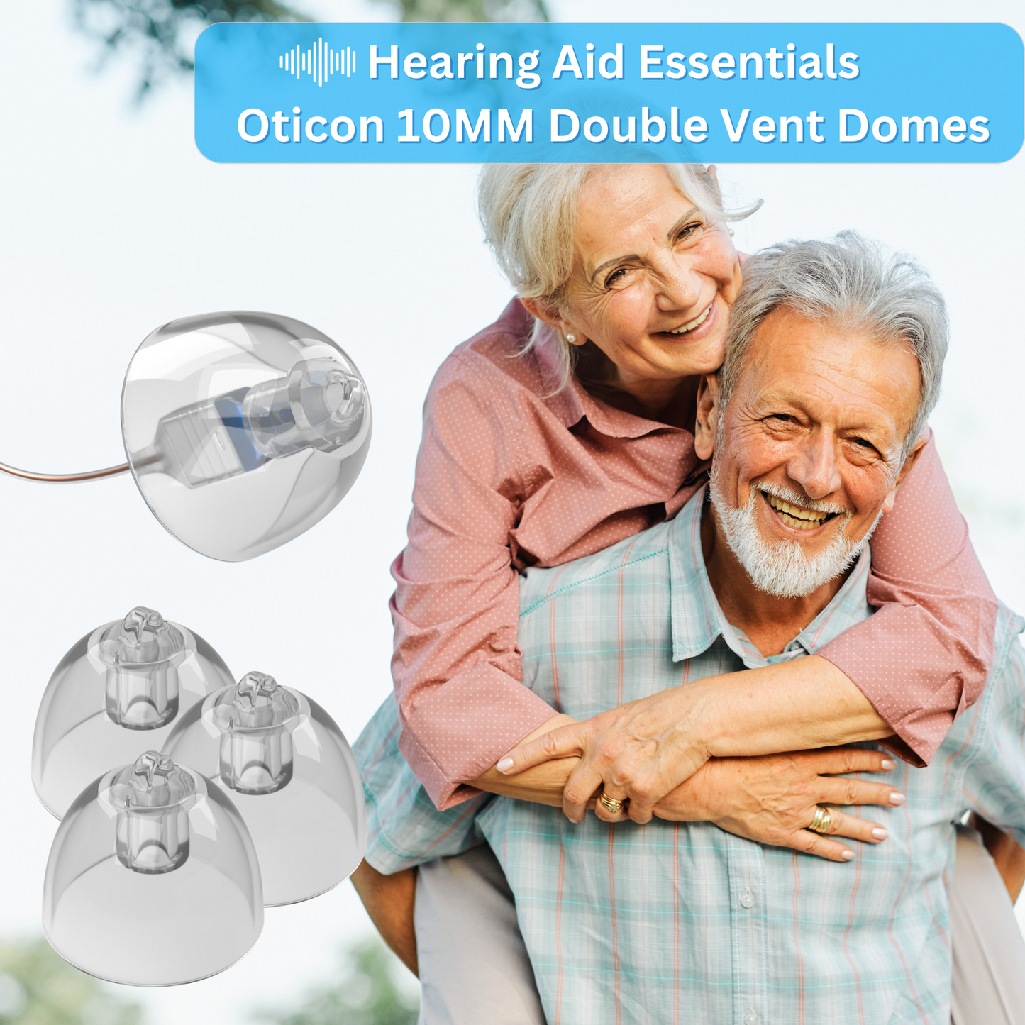 Oticon Hearing Aid Domes - Minifit Bass Double Vent 10MM, Qty 36