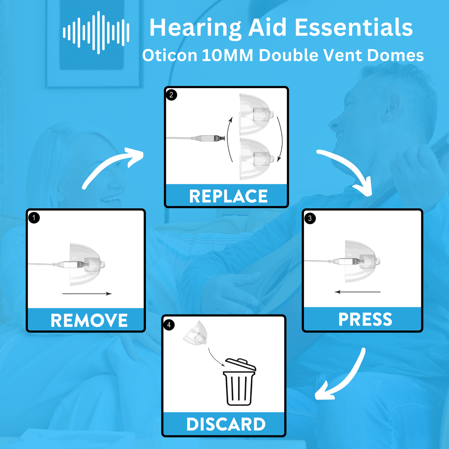 Oticon Hearing Aid Domes - Minifit Bass Double Vent 10MM, Qty 36