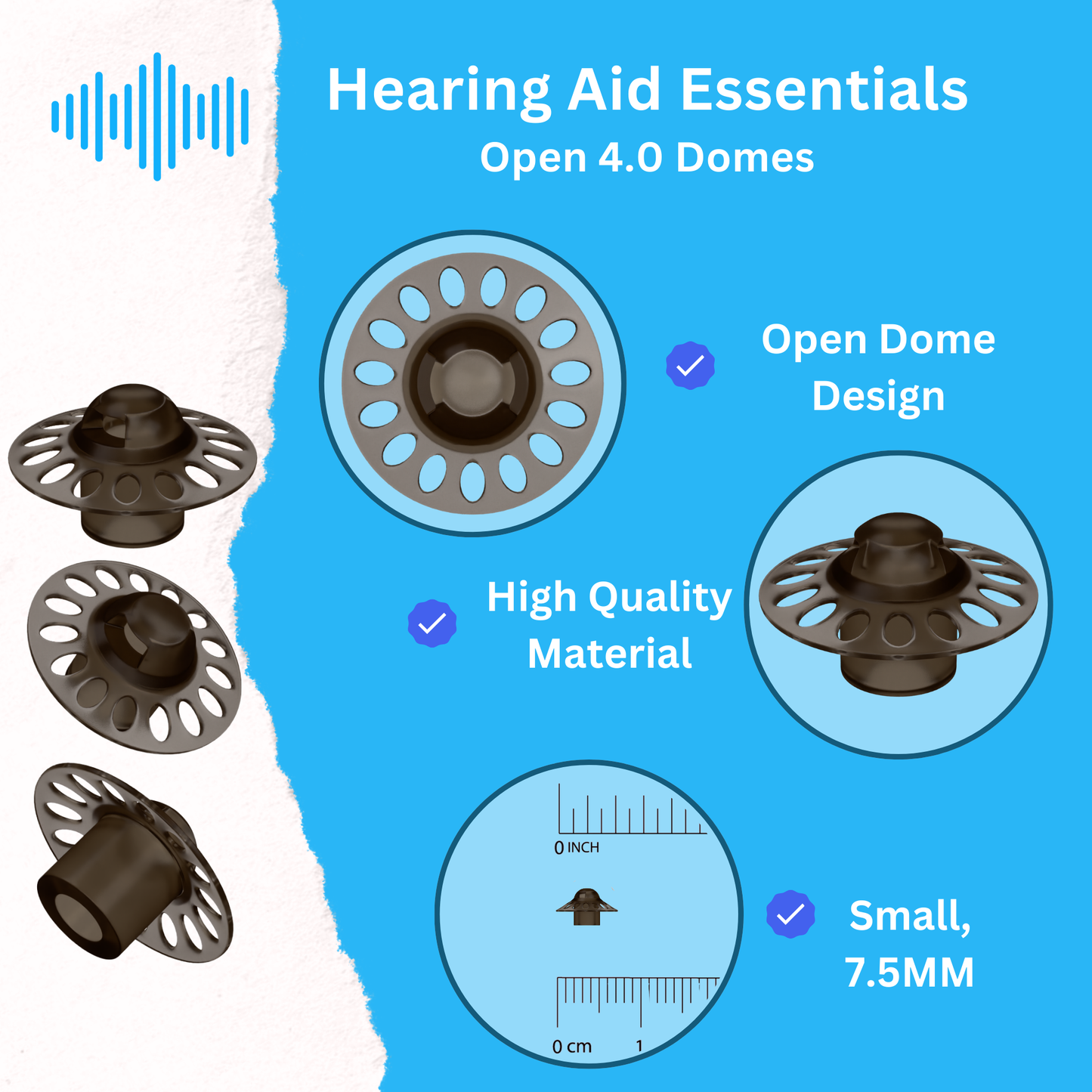 Phonak 4.0 Domes – Open, Small (7.5MM), Qty 24