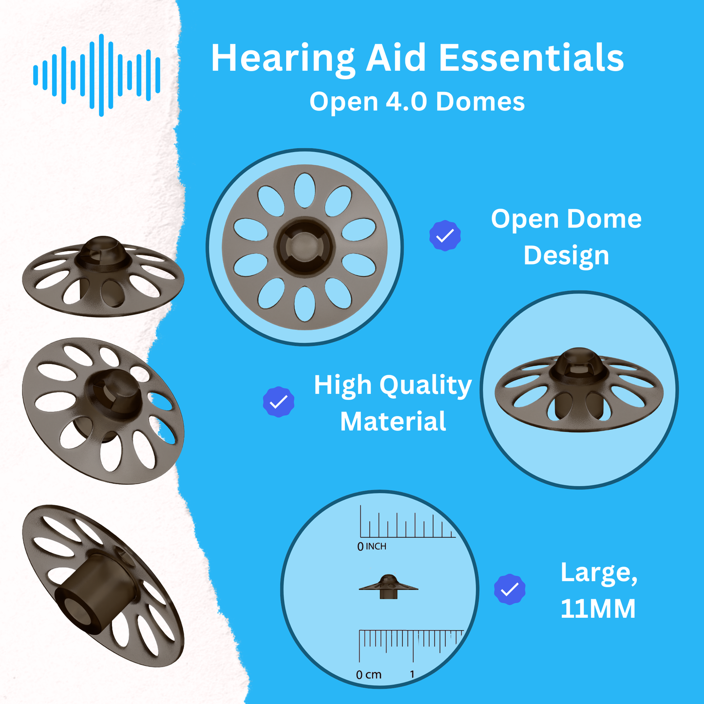 Phonak 4.0 Domes – Open, Large (11MM), Qty 24