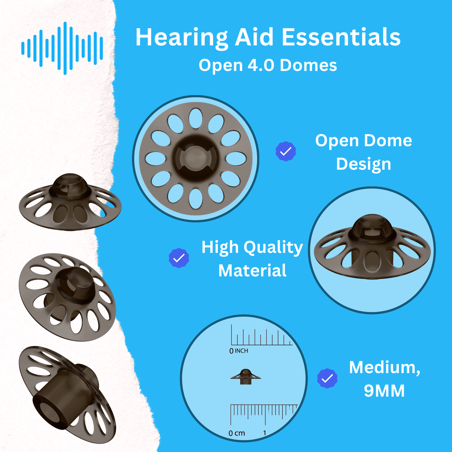 Phonak 4.0 Domes – Open, Medium (9MM), Qty 24